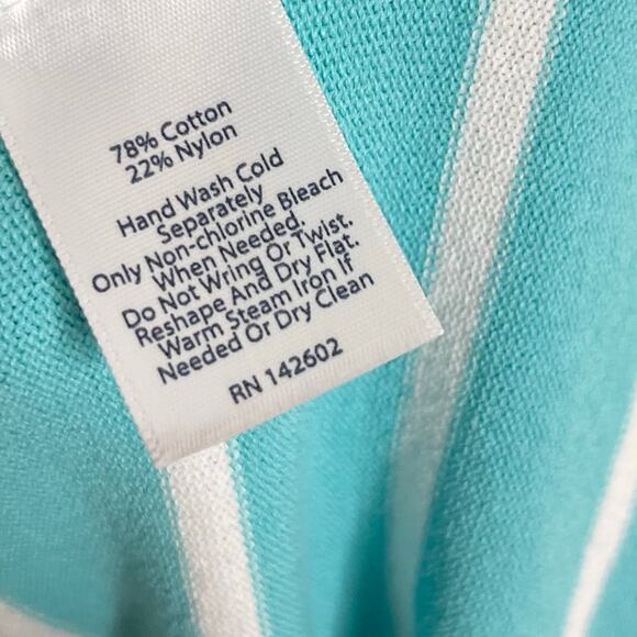 Sail To Sable Women Sleeveless Knit Shift Dress S Teal Stripe Coastal Nautical - Picture 8 of 8